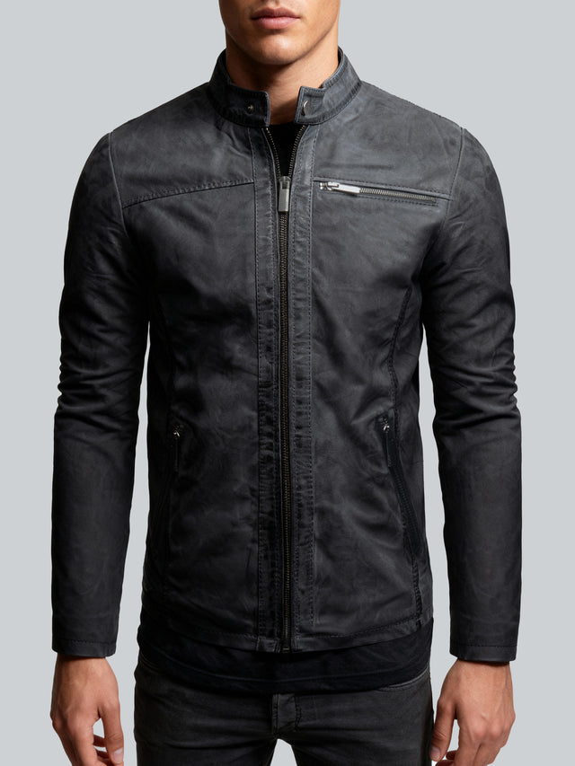 CRONE EPIC Lederjacke Herren in Anthrazit, Nubukleder