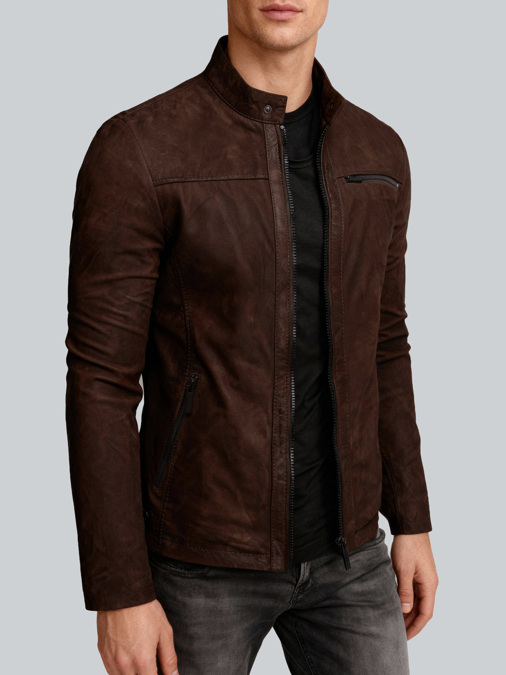 CRONE EPIC Lederjacke · Dunkelbraun