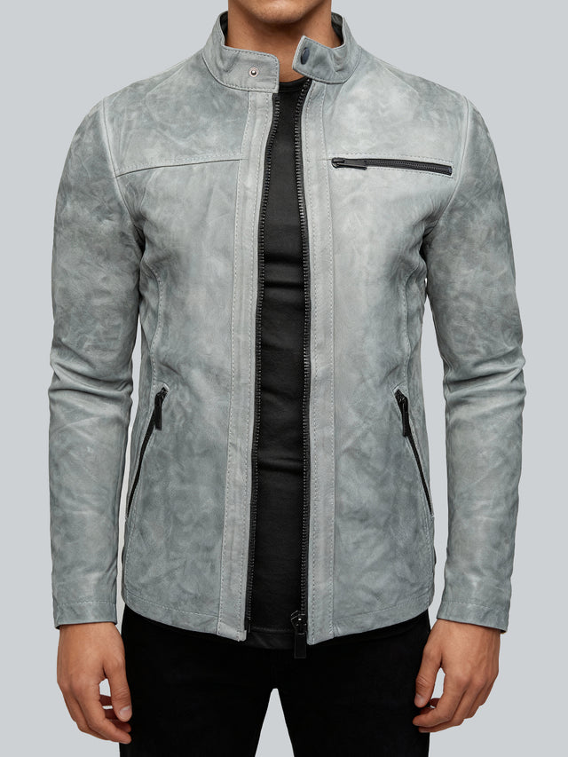 CRONE EPIC Lederjacke Herren in Grey, Schafsleder