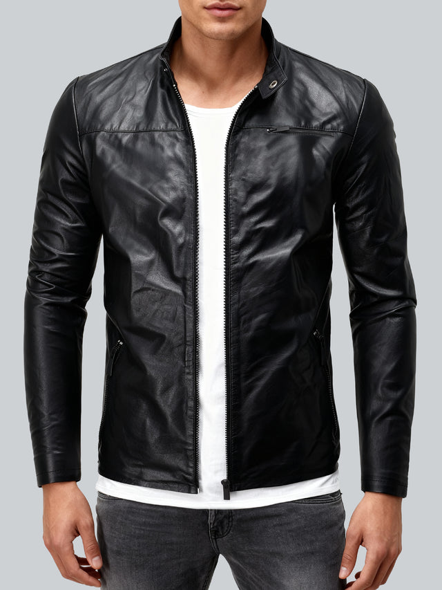 CRONE EPIC Lederjacke Herren in Schwarz, Schafsleder