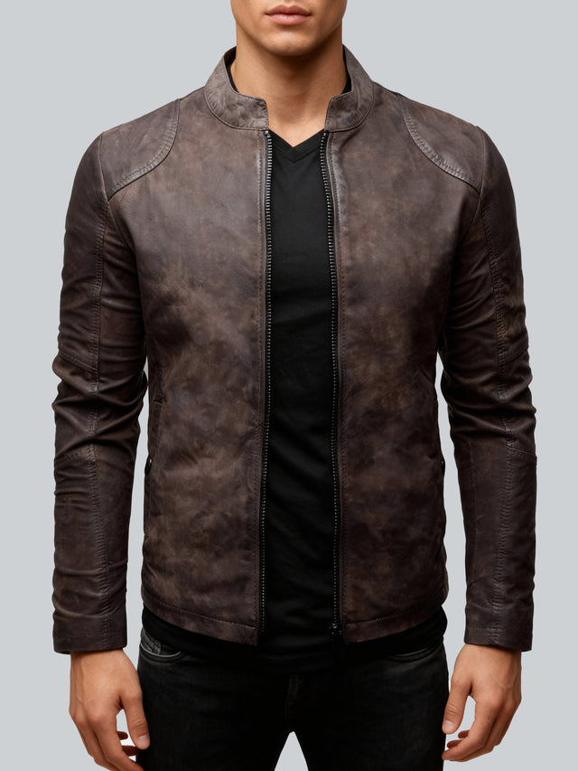 CRONE IVAR Lederjacke Herren – Elephant, Vorderansicht