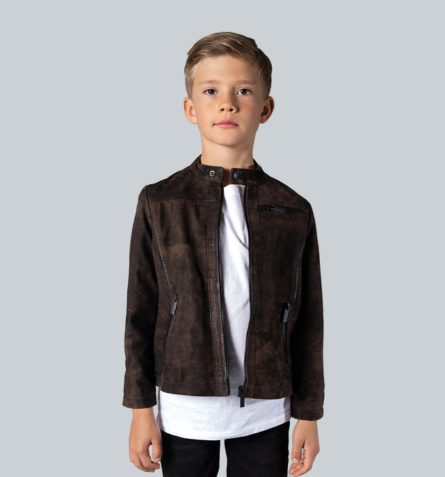 CRONE MINI EPIC Kinder-Lederjacke – Elephant, Vorderansicht