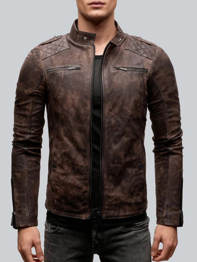 CRONE MEO Lederjacke Herren – Elephant, Vorderansicht