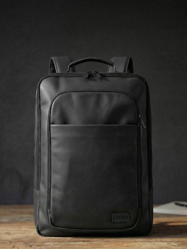 CRONE TOKYO Lederrucksack – Matt Schwarz, Detailansicht