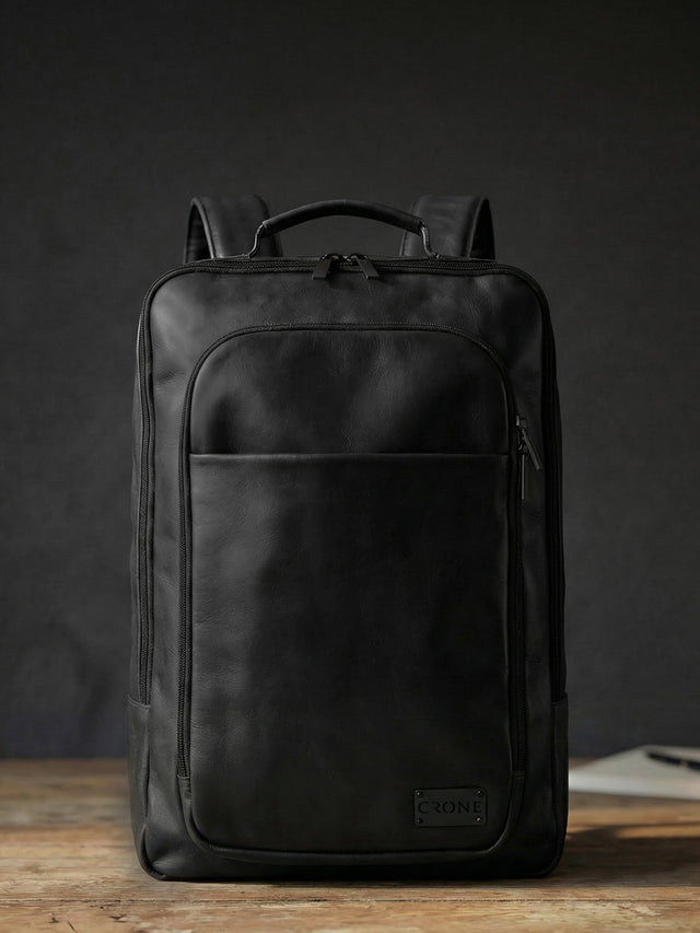 CRONE TOKYO Lederrucksack – Schwarz, Detailansicht